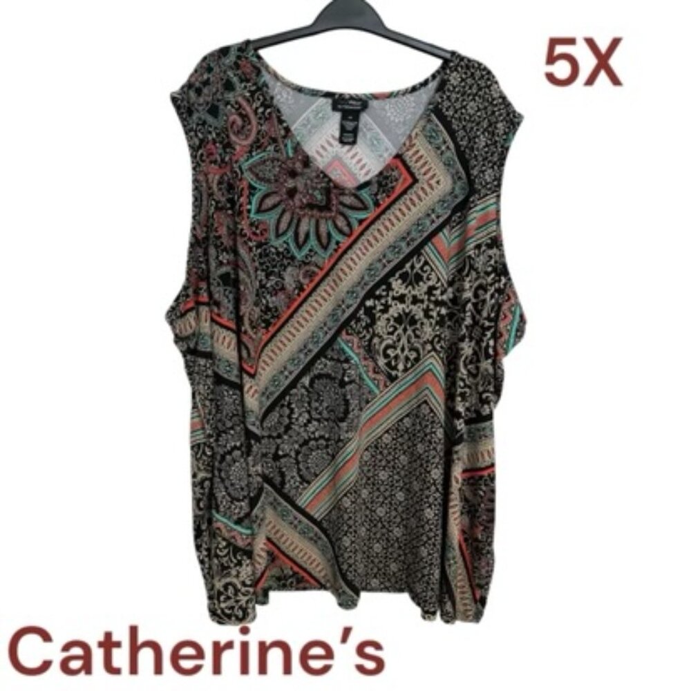 Catherine’s BEAUTIFUL PRINT SPRING/SUMMER TOP  PLUS SIZE: 5X     #9